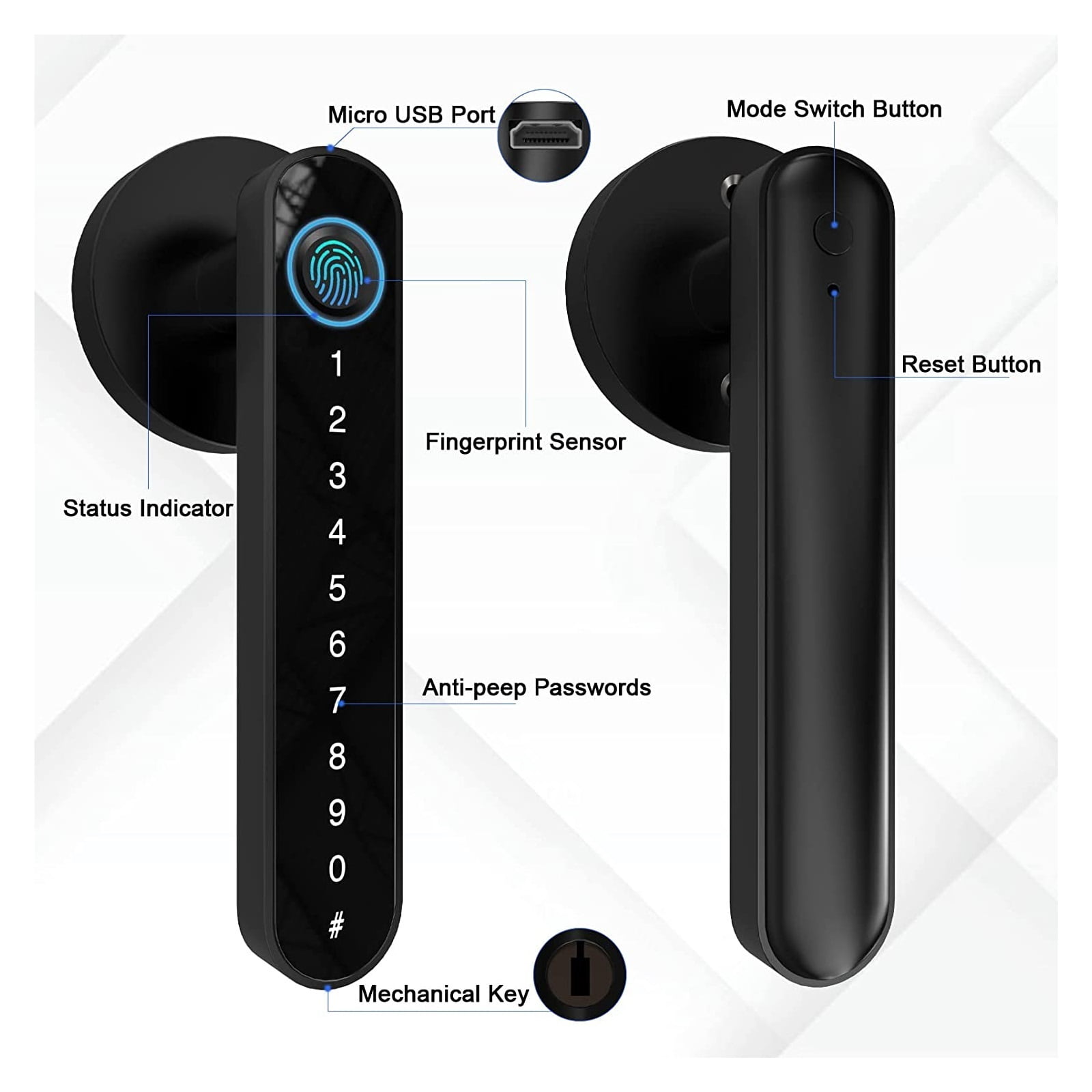 Tuya Fingerprint door lock for Bedroom Apartment Smart Smart Door Lock Password Electronic Digital Lock Keyless Entry Door Knobs ,Easy Installation