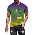 thumbnail image 1 of Camisetas de Manga Larga para Hombres Imprimir Fallow Cuello Redondo Camiseta, Moda Casual Manga Corta Mezcla de Algodón/Lino, 1 of 1