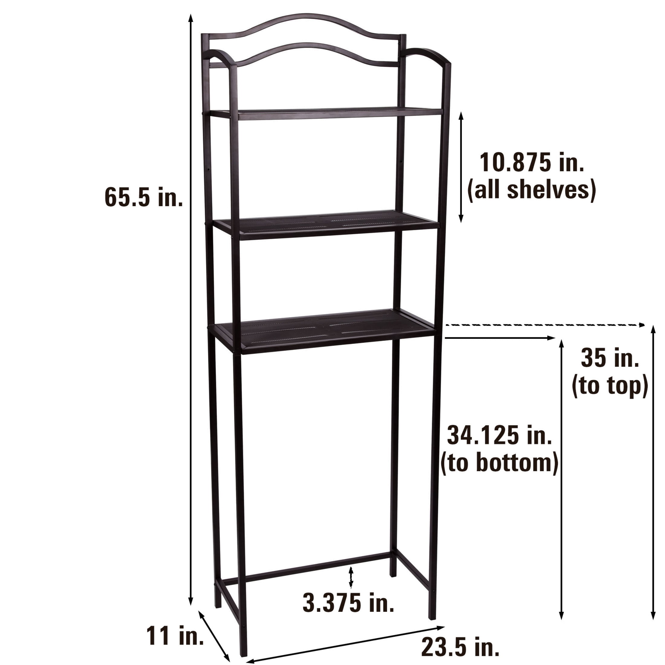 Household Essentials 3-Tier Over the Toilet Storage Shelf, Espresso Brown