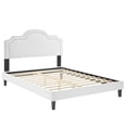 thumbnail image 3 of Platform Bed Frame, Rivet Nailhead, Twin Size, White, Velvet, Mid Century Bedroom, Modern Contemporary Boutique HB35860, 3 of 12