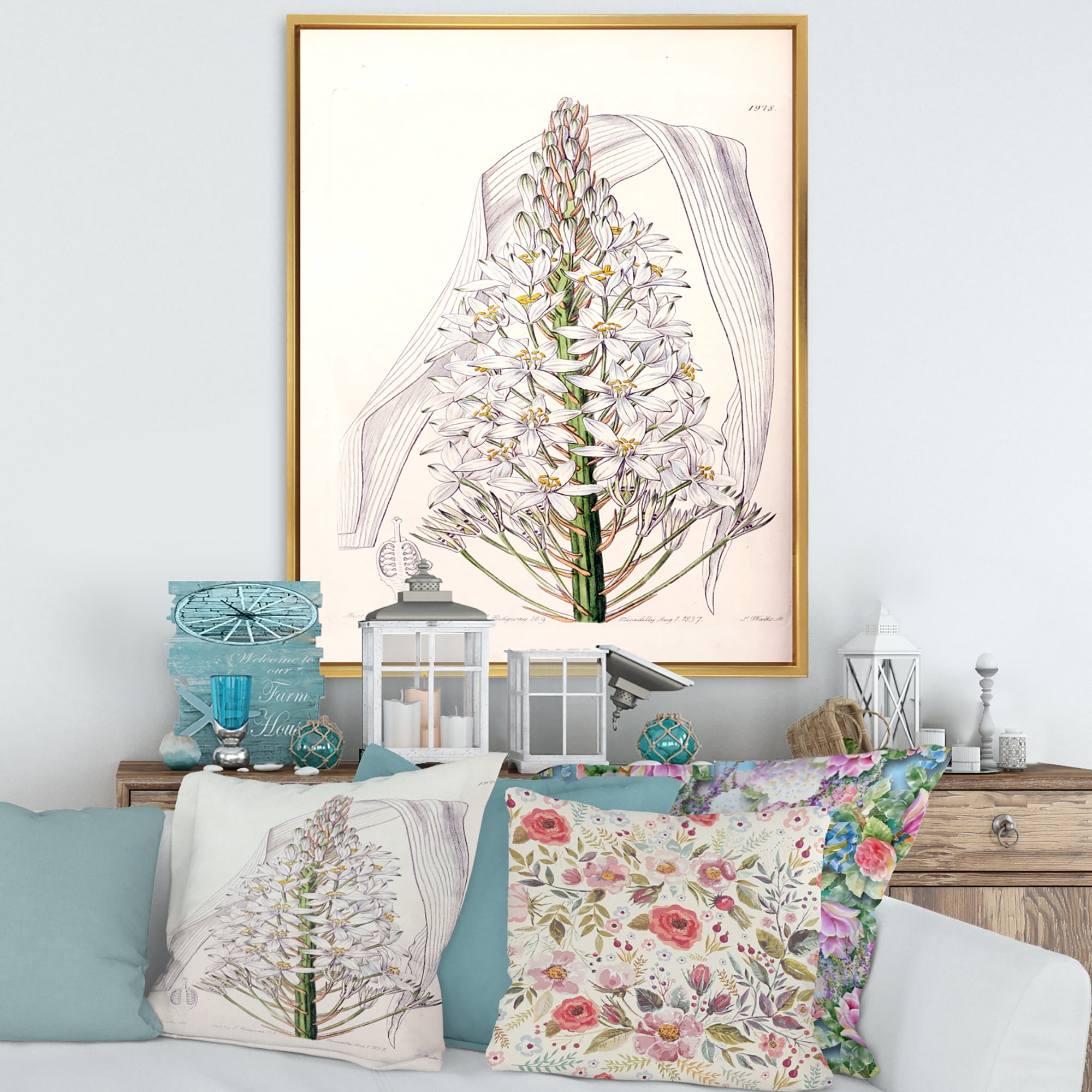 Designart 'White Vintage Orchid I' Traditional Framed Canvas Wall Art Print