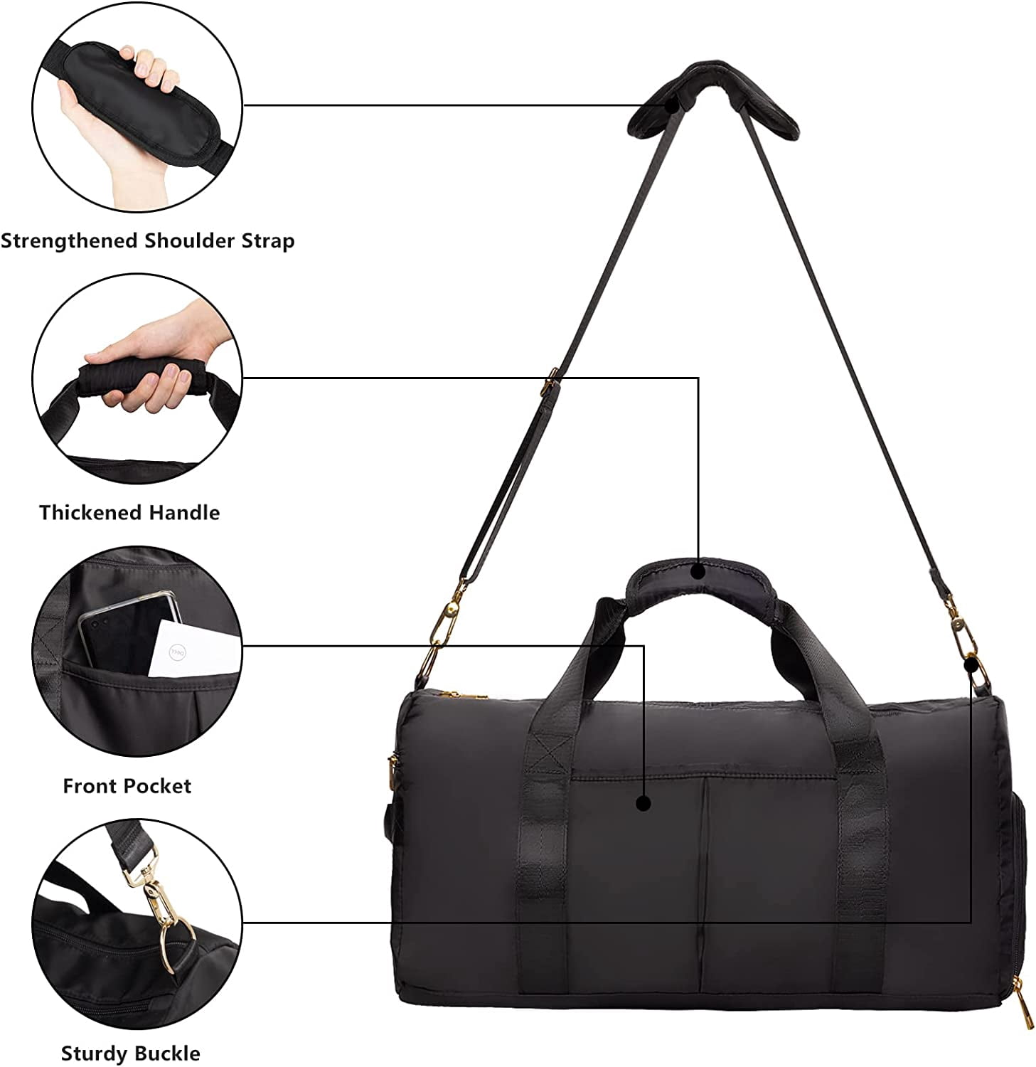 Gym Duffle Bag Dry Wet Separated Gym Bag Sport Duffle Bag Training Handbag Yoga Bag with Extra Drawstring Backpack