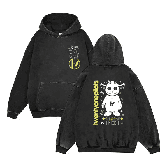 FGRSGHACVN Vintage Washed Twenty One Pilots Hoodie Unisex Streetwear Long Sleeve Pullover Sheep Graphic Funny Hoodie Casual Sweatshirt