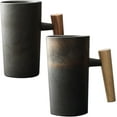 thumbnail image 2 of Coffee Mug with Wooden Handle 220ml Wooden Coffee Mug Coffee Mugs Ergonomic Exquisite Stoneware Vintage Mugs Home Office Ceramic Cup for Tea Drinks Water, Black, 2 of 8