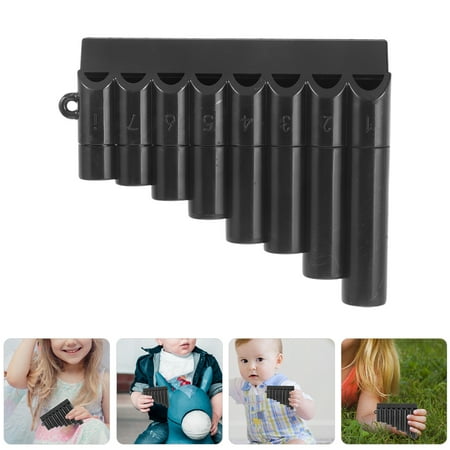 HEMOTON Beginner Pan Flute Instrument for Playing Easy to Learn with Portable ABS Black 2 Pieces Set