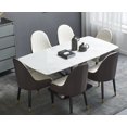 thumbnail image 6 of Montary 63 inch Engineered Stone Kitchen Dining Table Set,Carrara White Top with Black Solid Carbon Steel Base, 6 of 10