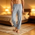 thumbnail image 2 of cfhntfmh Mens Jogger Pajama Pants Casual Comfy Lightweight Lounge Pants Drawstring Loose Soft Pants Sleepwear (Gray,Large), 2 of 6