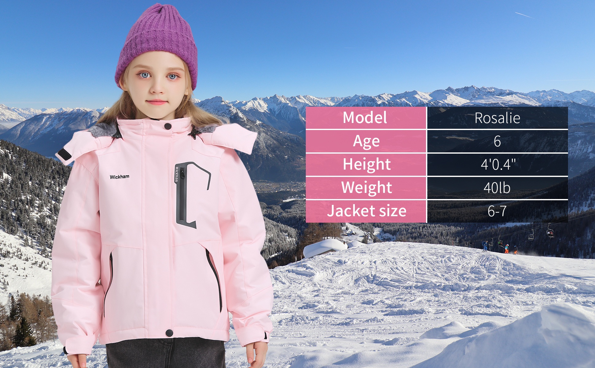 Kids Girls Winter Ski Jacket Fleece Lined Windproof Waterproof Jackets Removable Hood