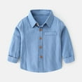 thumbnail image 2 of Boys' Button Down Shirts Graduation Shirts Blue Long Sleeve Shirt Dress Shirt School Shirts Boys Girls Fashion, 2 of 7