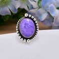 thumbnail image 3 of Purple Charoite 925 Sterling Silver Ring, Adjustable Ring, Silver Jewelry Ring, Purple Ring, Oval Ring, Dainty Ring, Handmade Ring, Gemstone Ring, Gif, 3 of 4