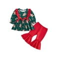 thumbnail image 2 of Elippeo Toddler Girl Christmas Outfits Gingerbread Man Print Ruffled Long Sleeve Tops with Solid Color Flare Pants Set 6 12 18 24 Months 3 4 Years, 2 of 9