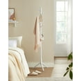 thumbnail image 2 of 8 Hooks Solid Wood Coat Rack Free Standing Coat Rack Tree Shaped Coat Rack for Clothes Hats Bags for Living Room Bedroom White, 2 of 9
