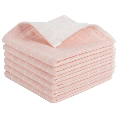 

Unique Bargains 6Pcs 100% Cotton Absorbent Square Plaid Kitchen Towels 29 x 13 Pink