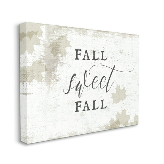 Stupell Industries Fall Sweet Fall Quote Opaque Autumn Leaves Landscape Painting Gallery Wrapped Canvas Art Print Wall Art, 16 x 20