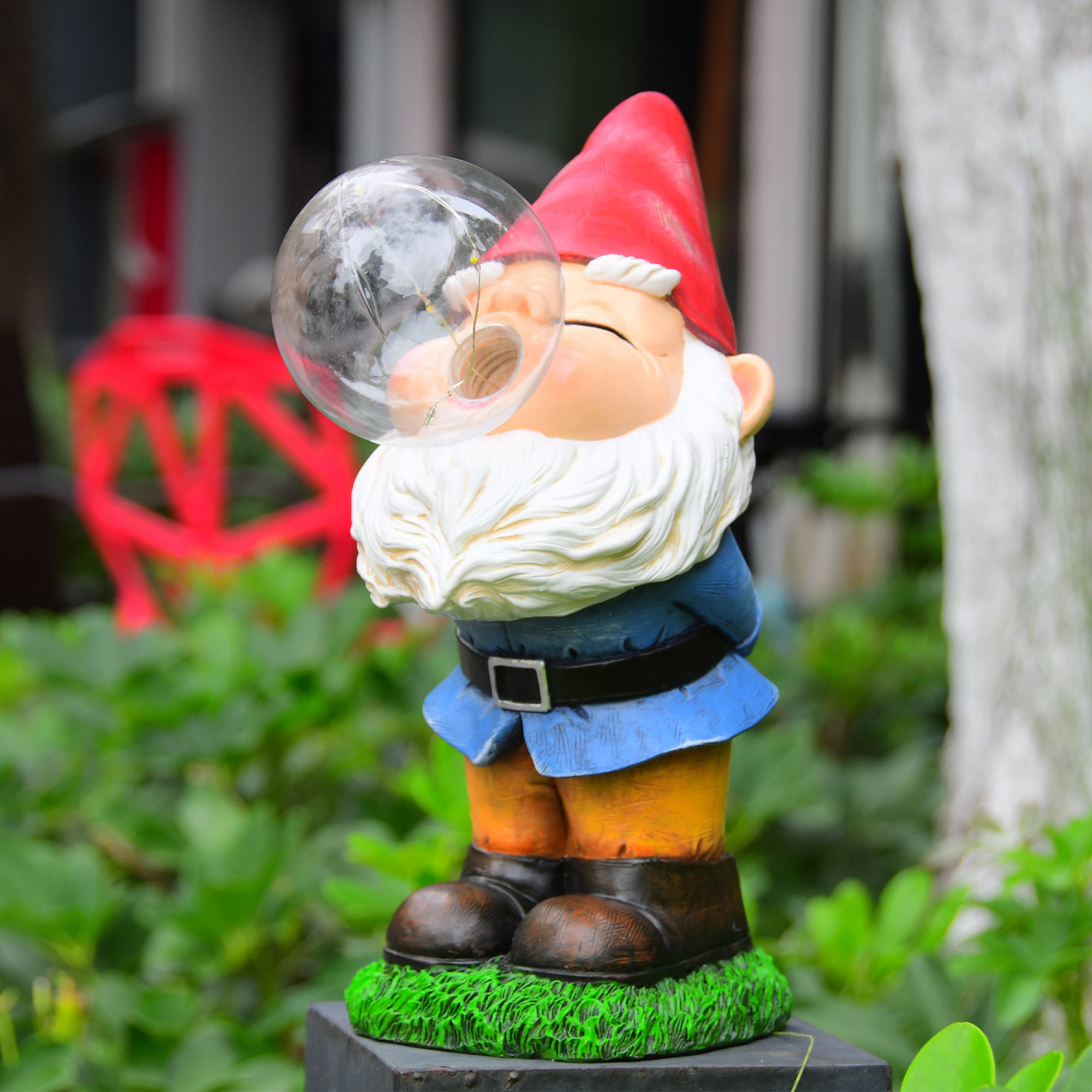 VAINECHAY Garden Gnomes Statues Decor Outdoor Gnomes Garden Decorations  with Solar Light for Yard Lawn
