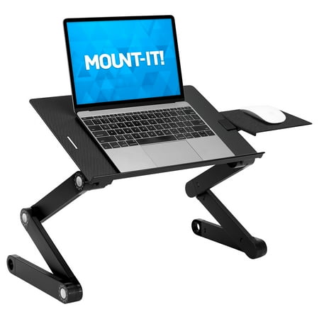 Mount-It! Adjustable Laptop Stand with Built-In Cooling Fan and Mouse Pad Tray