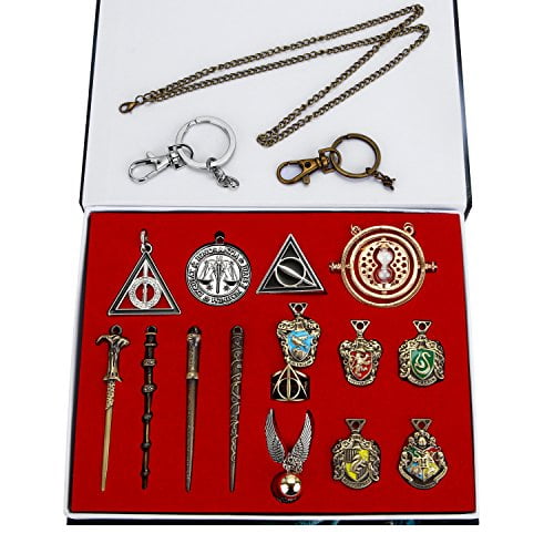 Opendgo Harry Potter Necklace Set 15 Pcs Magic Wand Hogwarts House Badge Keychain In Box Black Com - Harry Potter Pendant Set Opendgo Harry Potter Necklace Set 15 Pcs Magic Wand Hogwarts House Badge Keychain In Box Black Com - Harry Potter Pendant Set