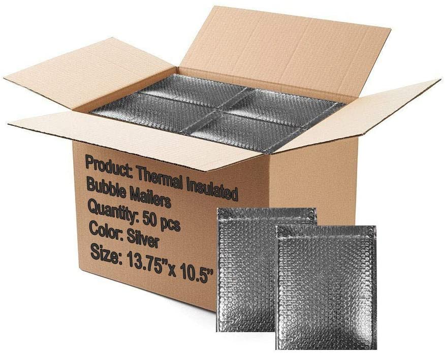 Pack of 50 Thermal Insulated Bubble Mailers 13.75 x 10.5 Food Grade