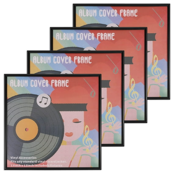 Threns 4Pcs Plastic LP Album Display Frame for Wall and Tabletop Decorative Versatile Music Album Frame for Music Studio Living Room