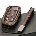 thumbnail image 4 of Vitodeco Genuine Leather Smart Key Fob Case with Leather Key Strap Compatible for Toyota Rav4 Prime 2022 - 2025 (5-Button, Brown), 4 of 5