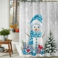 thumbnail image 4 of Christmas Shower Curtain, Blue Snowman Xmas Tree Balls Winter Snowflakes Waterproof Fabric Shower Curtains with 12 Hooks, Bathroom Curtain Set for Bathroom Accessories Decor, 48 x 72 Inches, 4 of 9