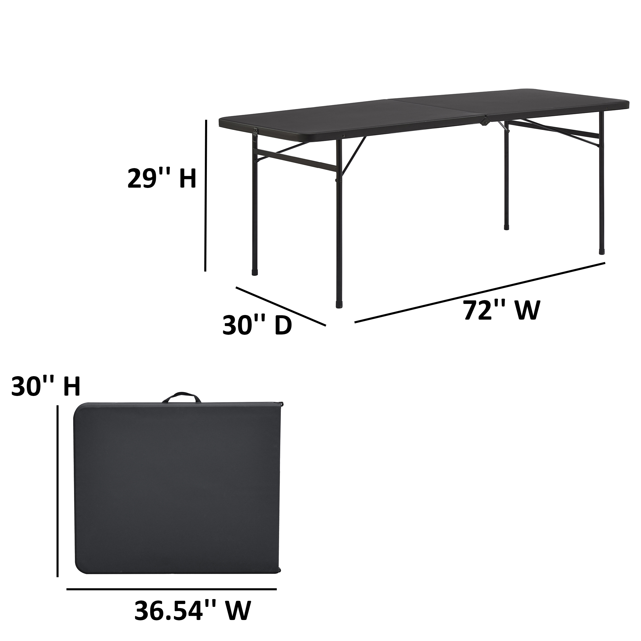 Mainstays 6 Foot Bi-Fold Plastic Folding Table, Black - image 5 of 8