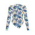 thumbnail image 2 of Xoenoiee Turtle Starfish Print Womens Long Sleeve Tops Basic Slim Fitted Shirts Casual Fashion Going Out Y2k Tops Irregular Hem Blouses Teen Girl Clothes, Size M, 2 of 7