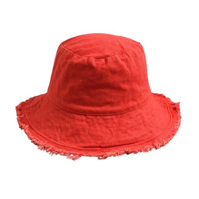 CSChome Sun Hat Couple Bucket Hat Ripped Edge Flat Top Double-sided Wear Solid Color Lightweight UV Protection Fisherman Hiking