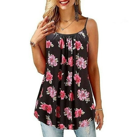 

FREE SHIPPING-camisole Women Puls-Size O-Neck Button Sleeveless Vest Printing Short T-Shirt Sling Tops nightgowns for women lingerie valentines day birthday gifts Pink