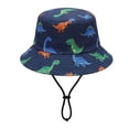 thumbnail image 3 of lnmuld Toddler UPF50+ Bucket Sun Hat, Adjustable Dinosaur Pattern Wide Brim Kids Outdoor Sun Hat for Camping Travel Size:3-7 Years, 3 of 4