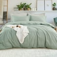 thumbnail image 1 of Green Cotton Duvet Cover Queen Size 3-Piece Set Soft Cotton Bedding Comforter, 1 of 6