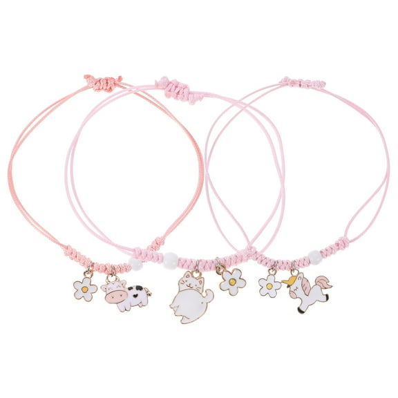 OULII 3-Piece Girls Charm Bracelet Set with Design, Rope Wristbands, Comfortable to Wear