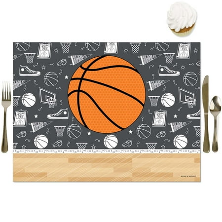 Big Dot of Happiness Nothin' but Net - Basketball - Party Table Decorations - Baby Shower or Birthday Party Placemats - Set of 16