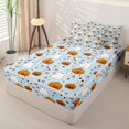thumbnail image 2 of Manfei Halloween Ghost Pumpkin Zipper Twin Comforter Sets with Fitted Sheet and 2 Pillowcases for Kids, Blue Cartoon Stars Print Zipper Bedding Set, Halloween Reversible, 4pcs, 2 of 6