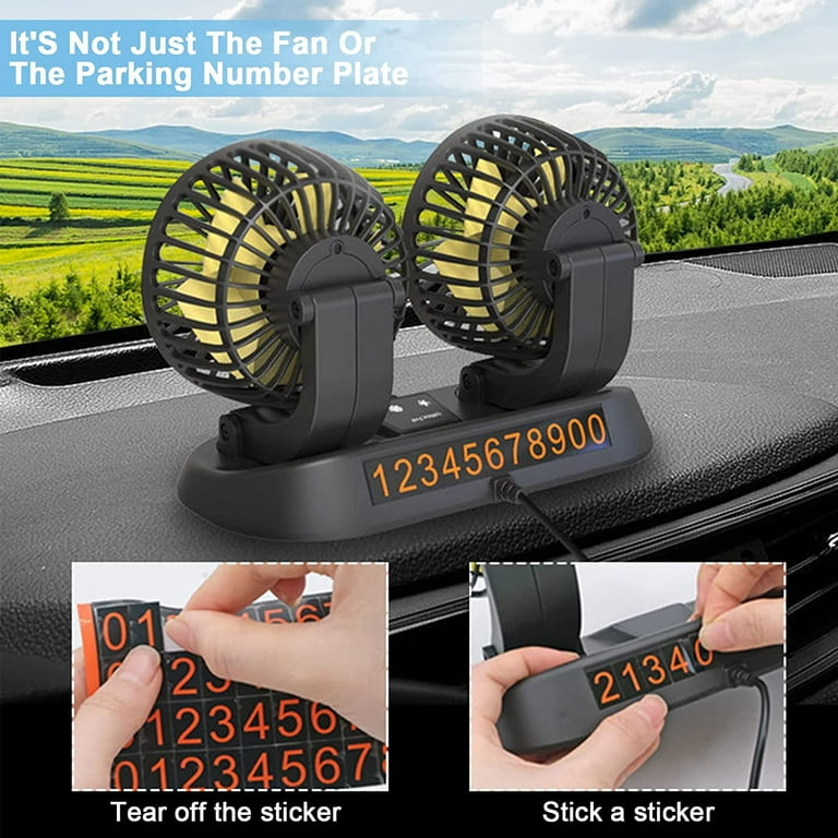 LONGRV Portable Auto Small USB Fan for Car Dual Head Variable Speed Strong Wind Dashboard Use Black Walmart