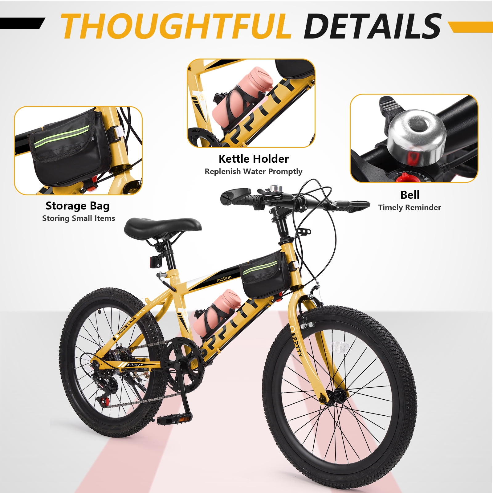 20-24 inch Bike,6-Speed Mountain Bike for Men Women Boys Girls,Comfort Saddle,Gold