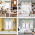 thumbnail image 5 of Retro Leaf Valance Curtain for Windows Country Watercolor Green Eucalyptus Leaves Flora Plant Linen Texture Rod Pocket Curtain Valances Short Window Treatments for Kitchen Bathroom 54 x 18 Inch, 5 of 9