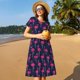 thumbnail image 4 of Balery Cute Flamingo Vestidos sueltos de manga corta para mujer, vestidos de verano 2025, vestidos casuales de corte A con vuelo., 4 of 6