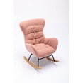 thumbnail image 6 of Soft Teddy Fabric Rocking Chair, Upholstered Chair with Wooden Frame, Black Paint Metal Base, Wooden Rocking Legs, Arm Rocking Chair for Living Room, Bedroom, Office, Pink, 6 of 8