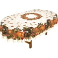 thumbnail image 2 of Thanksgiving Tablecloth Fall Pumpkin Turkey Table Cloth forHarvest Thanksgiving Kitchen Decoration - 60" X 120" Oval, 2 of 6