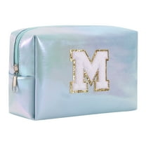 Large Capacity Embroidered Alphabet Cosmetic Bag Travel Toiletry Organizer Storage Clutch Handbag Purse