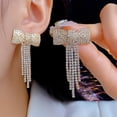 thumbnail image 3 of Luxury Rhinestone Bow Earrings for Women Sparkly Dangle Chandelier Earrings Lightweight Cubic Zirconia Crystal Bowknot Bridal Jewelry Wedding Prom Party Statement Earring, 3 of 10