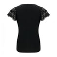 thumbnail image 5 of ClodeEU Women's Round Neck Lace Ruffle Sleeve T-Shirt, Casual Slim Fit Summer Blouse Black,Women's Plus S, 5 of 6