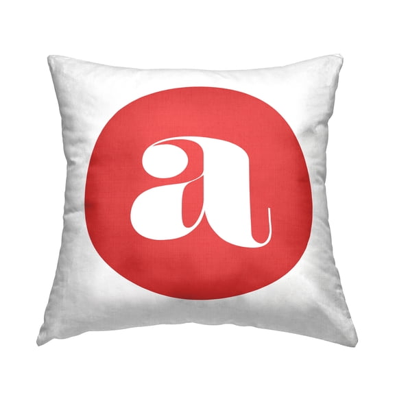Stupell Industries Red Initial A Decorative Printed Throw Pillow, 18 x 18