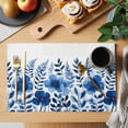 thumbnail image 2 of Spring Flower Placemats Set of 4, Watercolor Blue Floral Leaf Plant Vintage Non-Slip Place Mats Washable Table Mats for Kitchen Dining Table Decorations Indoor/Outdoor, 2 of 9