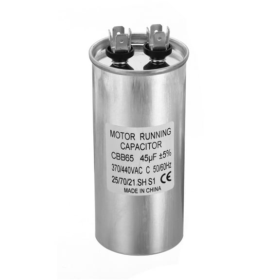 CBB65 45uf Run Capacitor, 45mfd AC 370/440V Aluminum Case with 2 Terminal for Air Conditioner