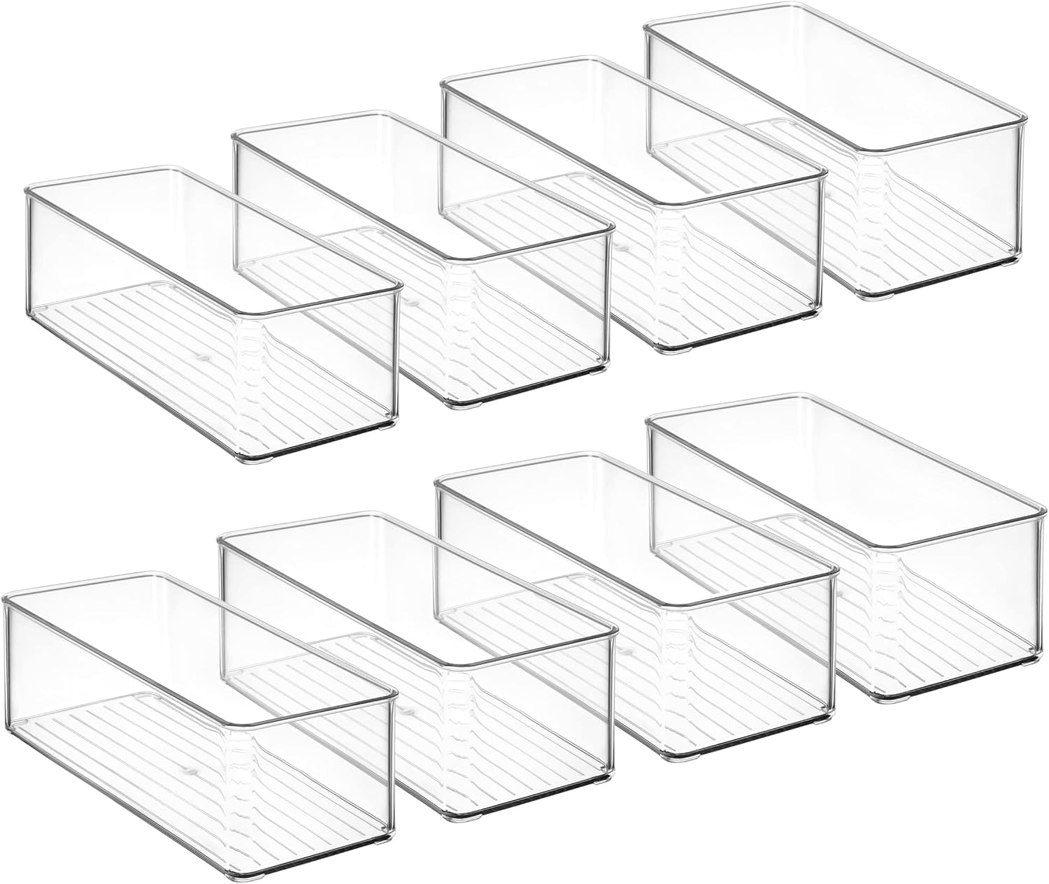 8 Pack Clear Plastic Drawer Organizers Set, Stackable Deep Drawer Organizer for Makeup Vanity and Desk, 2 Sizes Tall Bathroom Drawer Organizer