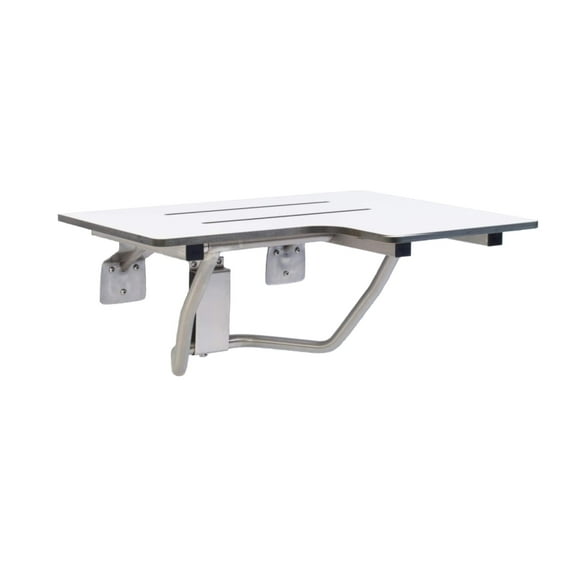 Folding Shower Seat - Wall Mount Bench for Inside Shower / ADA Bathroom Safety Assist / 304 Stainless Steel / Phenolic Resin / Left / 34.5" x 21"