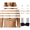thumbnail image 2 of Bras for Women Full Coverage Strapless Bra Wireless Front Closure Push Up Padded Non Tube Jelly for Secure Fit Beige M, 2 of 4