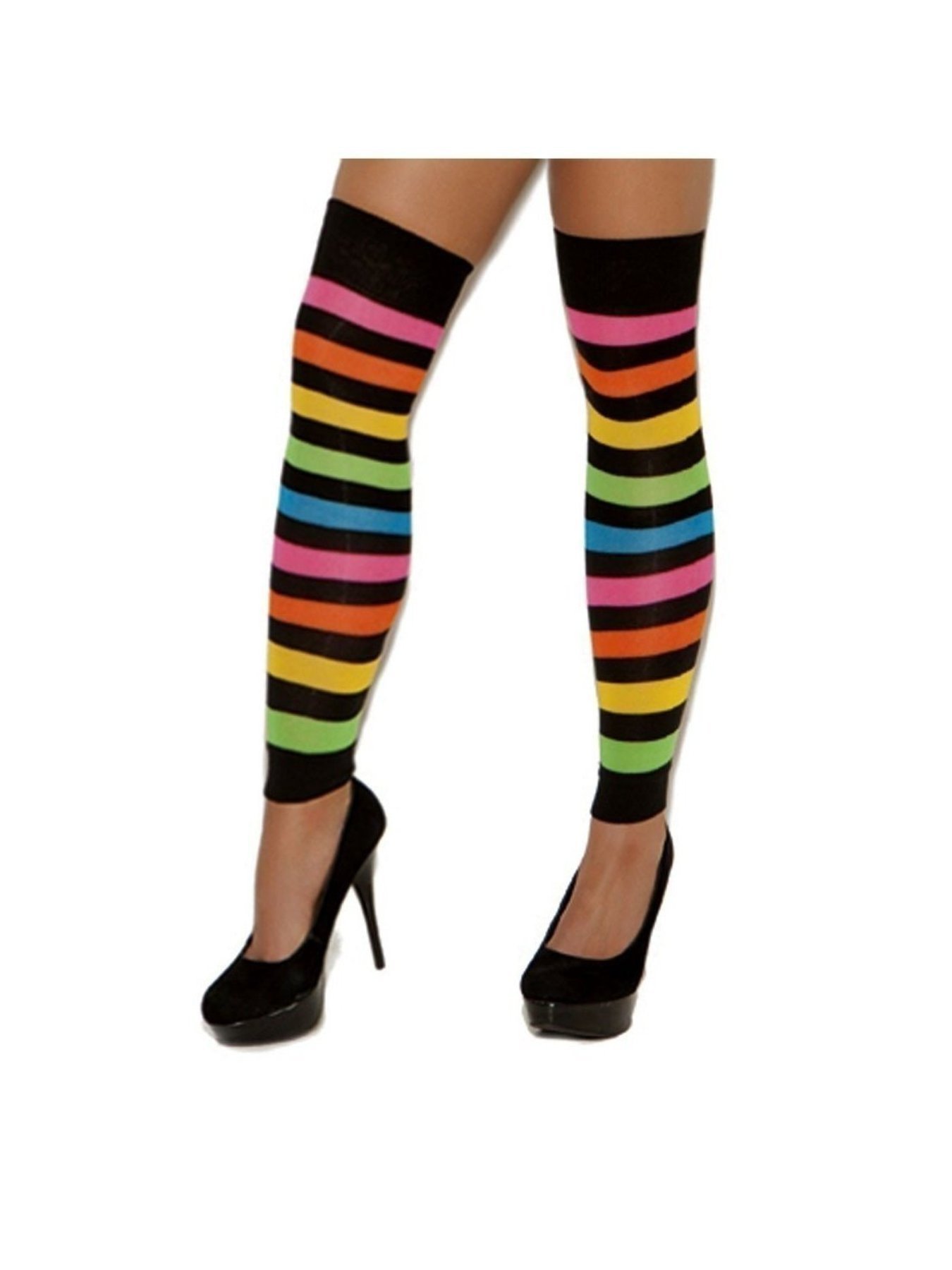 Elegant Moments EM1897 Striped neon Leg Warmers O/S / Neon Walmart